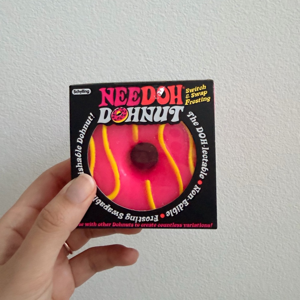 NEW! NeeDoh Donut~ Orange with Pink Frosting and Sugar ~Squishy Fidget Toy